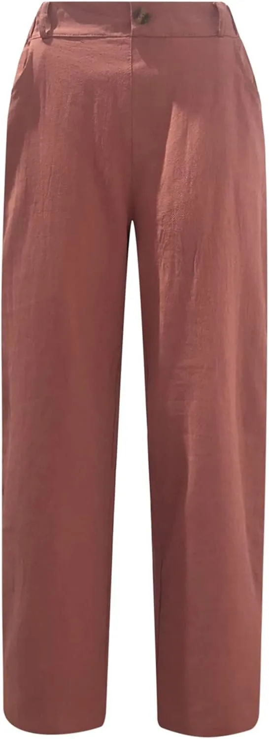 Ceboyel Womens Cotton Linen Capri Pants Cute Summer Capris Dressy Casual Trousers Boho Resort Wear with Pockets 2023