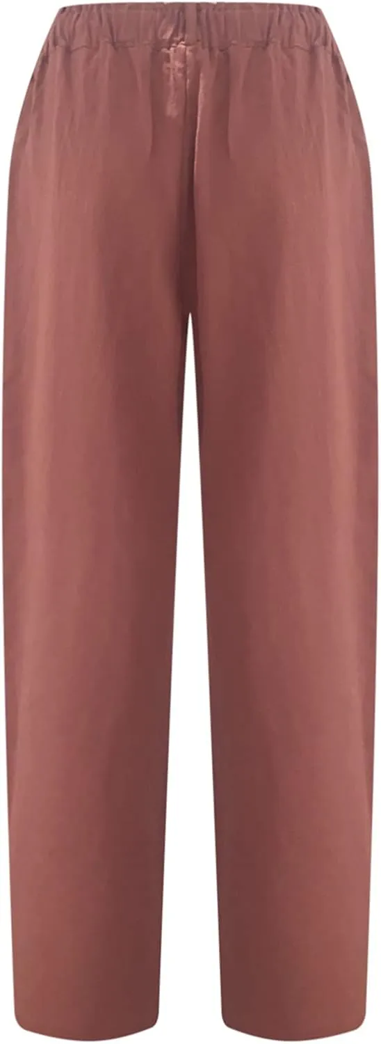 Ceboyel Womens Cotton Linen Capri Pants Cute Summer Capris Dressy Casual Trousers Boho Resort Wear with Pockets 2023