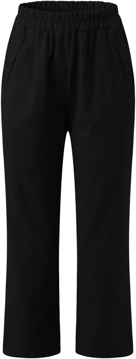 Ceboyel Womens High Waist Elastic Waist Pants Cotton Linen Summer Pant Ankle Length Comfy Trousers Boho Travel Clothes