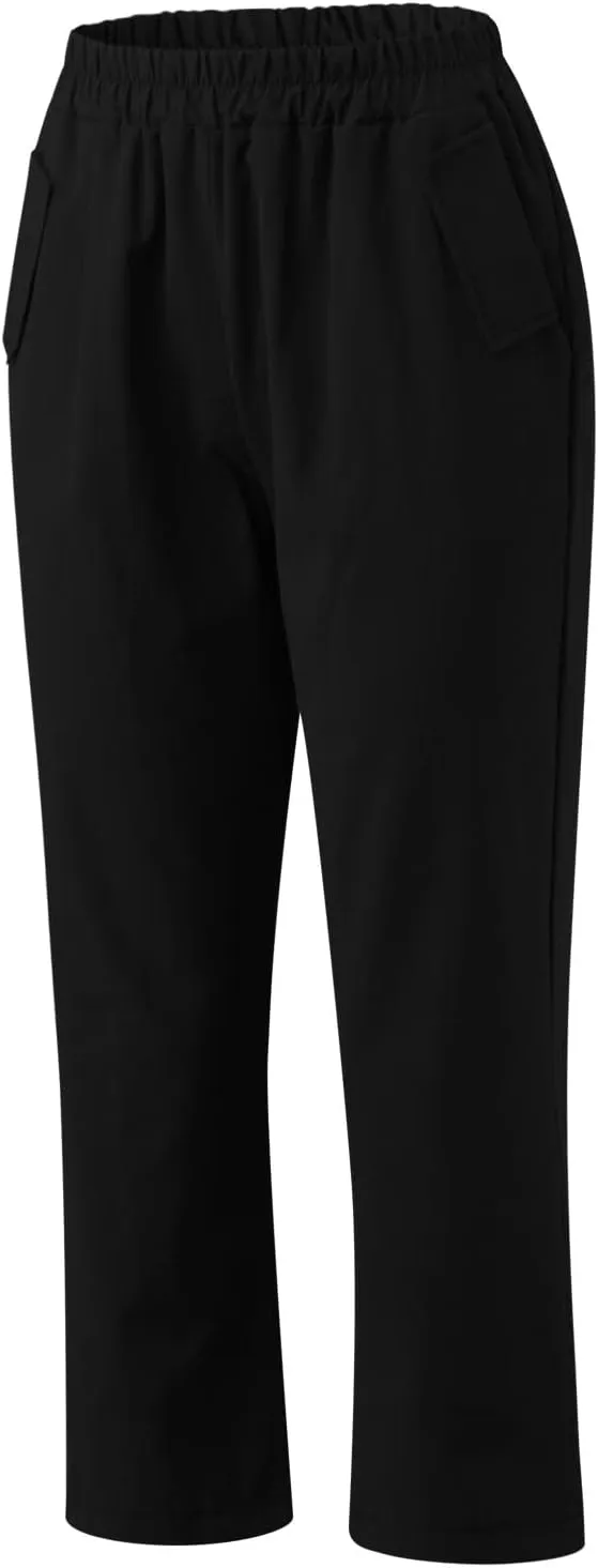 Ceboyel Womens High Waist Elastic Waist Pants Cotton Linen Summer Pant Ankle Length Comfy Trousers Boho Travel Clothes
