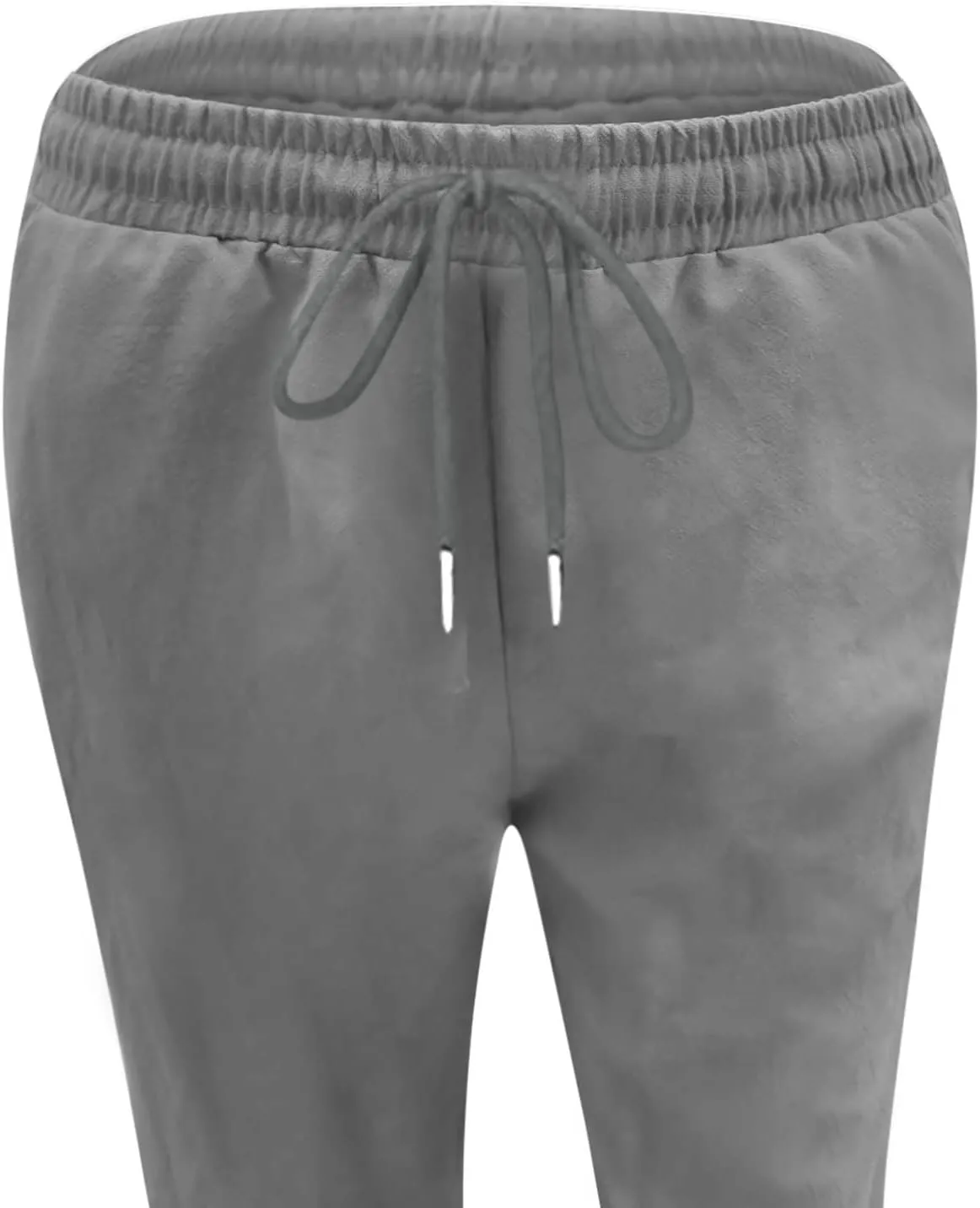 Ceboyel Womens Solid Drawstring Linen Pants Elastic Casual Sweatpants Ankle Length Jogger Straight Leg Trendy Trouser Outfits