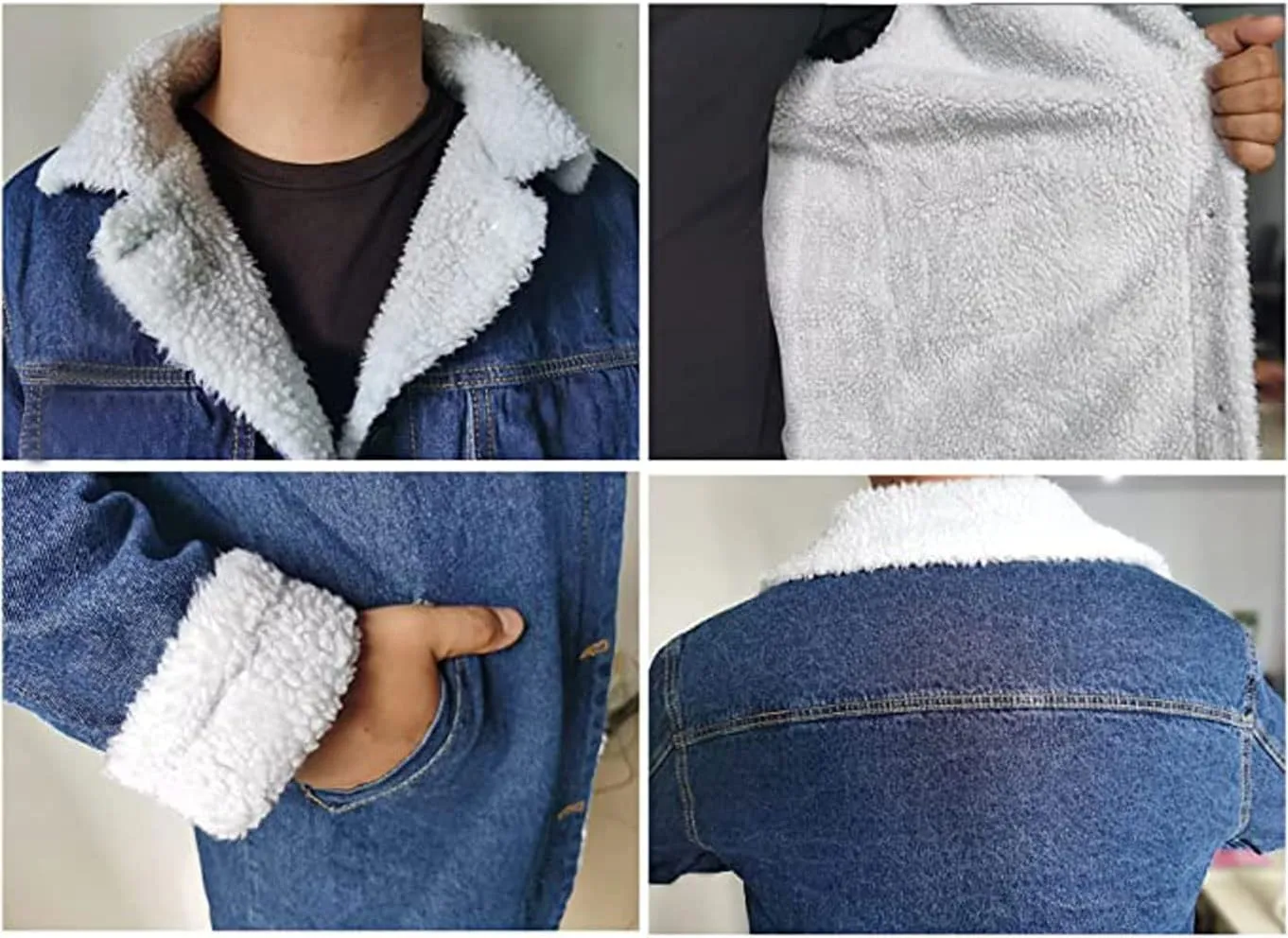 CHARTOU Women's Thicken Loose Sherpa Fleece Lined Button Down Long Denim Jacket Overcoat