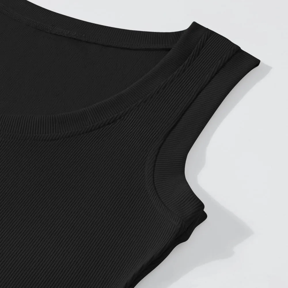 Chulianyouhuo Women's Ribbed Tank Tops Knit Scoop Neck Sleeveless Fitted Casual Tops Summer Slim Basic Tee Shirts