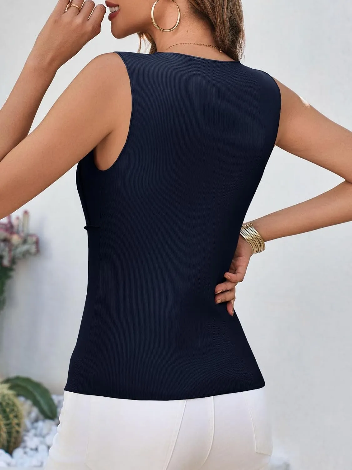 Cicy Bell Womens Ribbed Tank Tops Fitted Summer Dressy Casual Sleeveless Shirts Cute Crew Neck Basic Tee