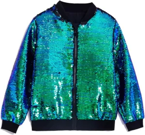 Cilucu Kids Jackets Girls Boys Flip Sequin Zipper Coat Jacket for Toddler Girls Birthday Outerwear Clothes