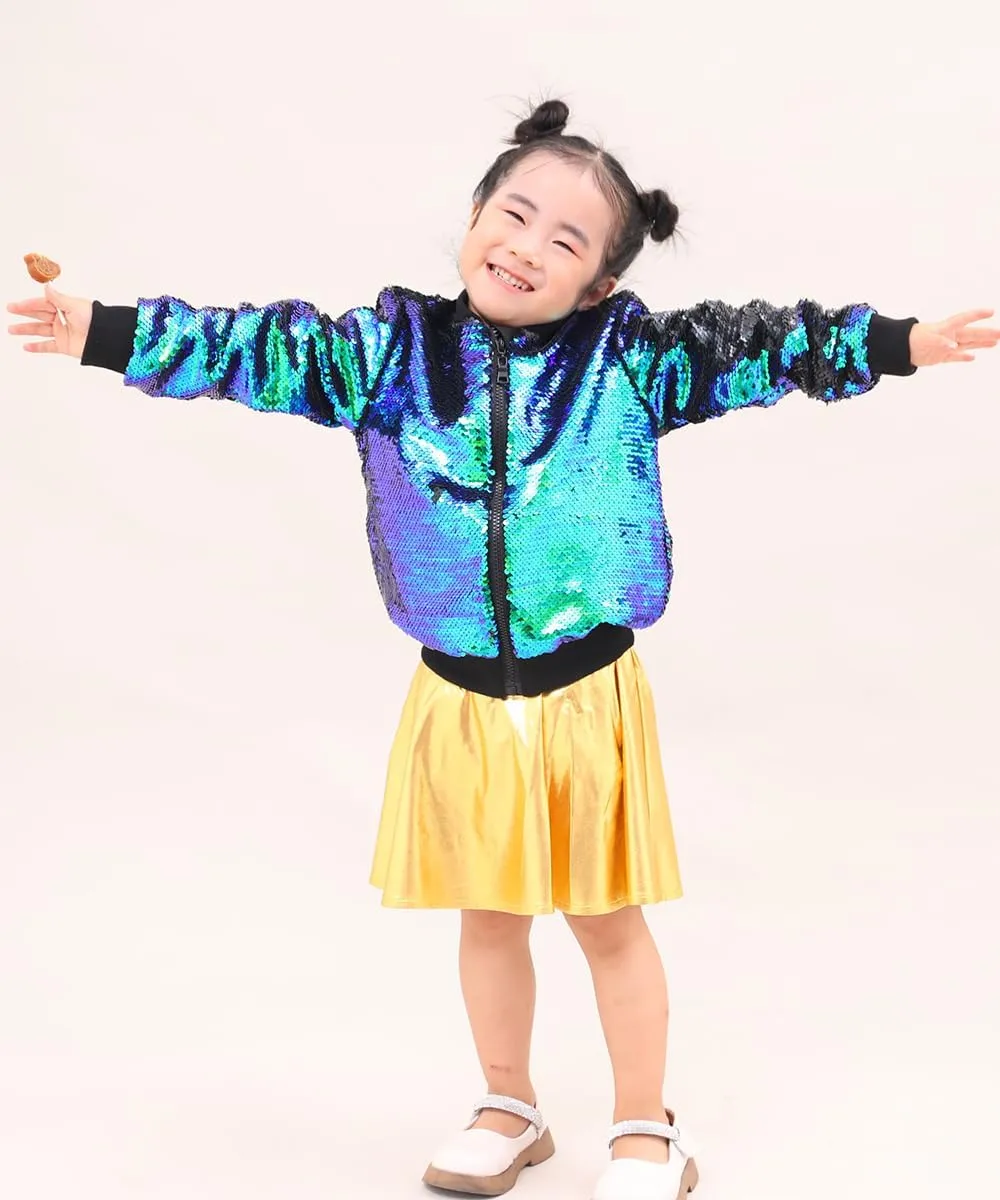 Cilucu Kids Jackets Girls Boys Flip Sequin Zipper Coat Jacket for Toddler Girls Birthday Outerwear Clothes