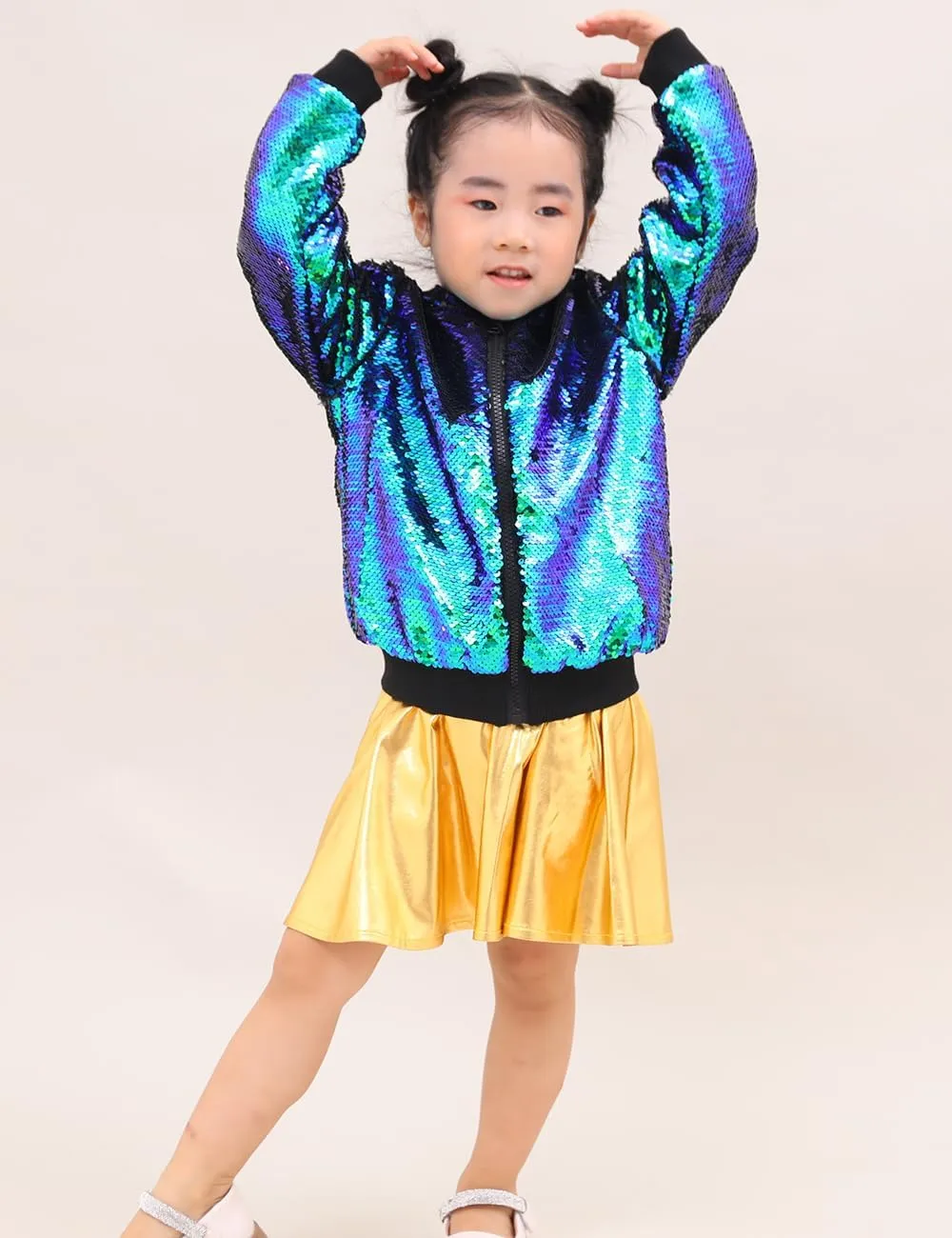 Cilucu Kids Jackets Girls Boys Flip Sequin Zipper Coat Jacket for Toddler Girls Birthday Outerwear Clothes