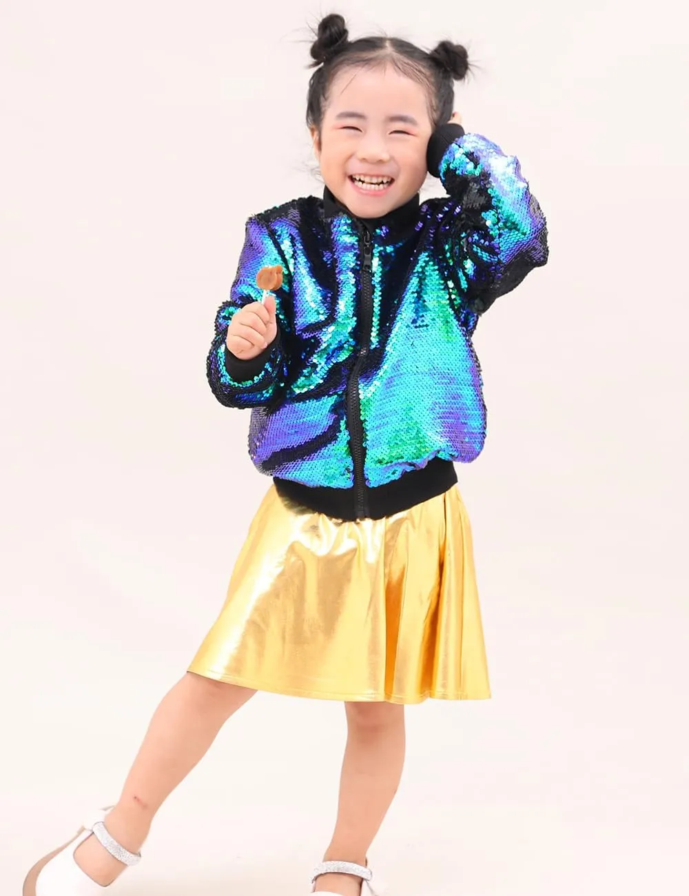 Cilucu Kids Jackets Girls Boys Flip Sequin Zipper Coat Jacket for Toddler Girls Birthday Outerwear Clothes