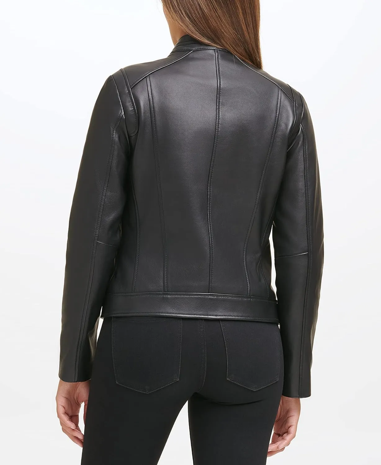Cole Haan Women's Zip Front Fully Lined Leather Coat