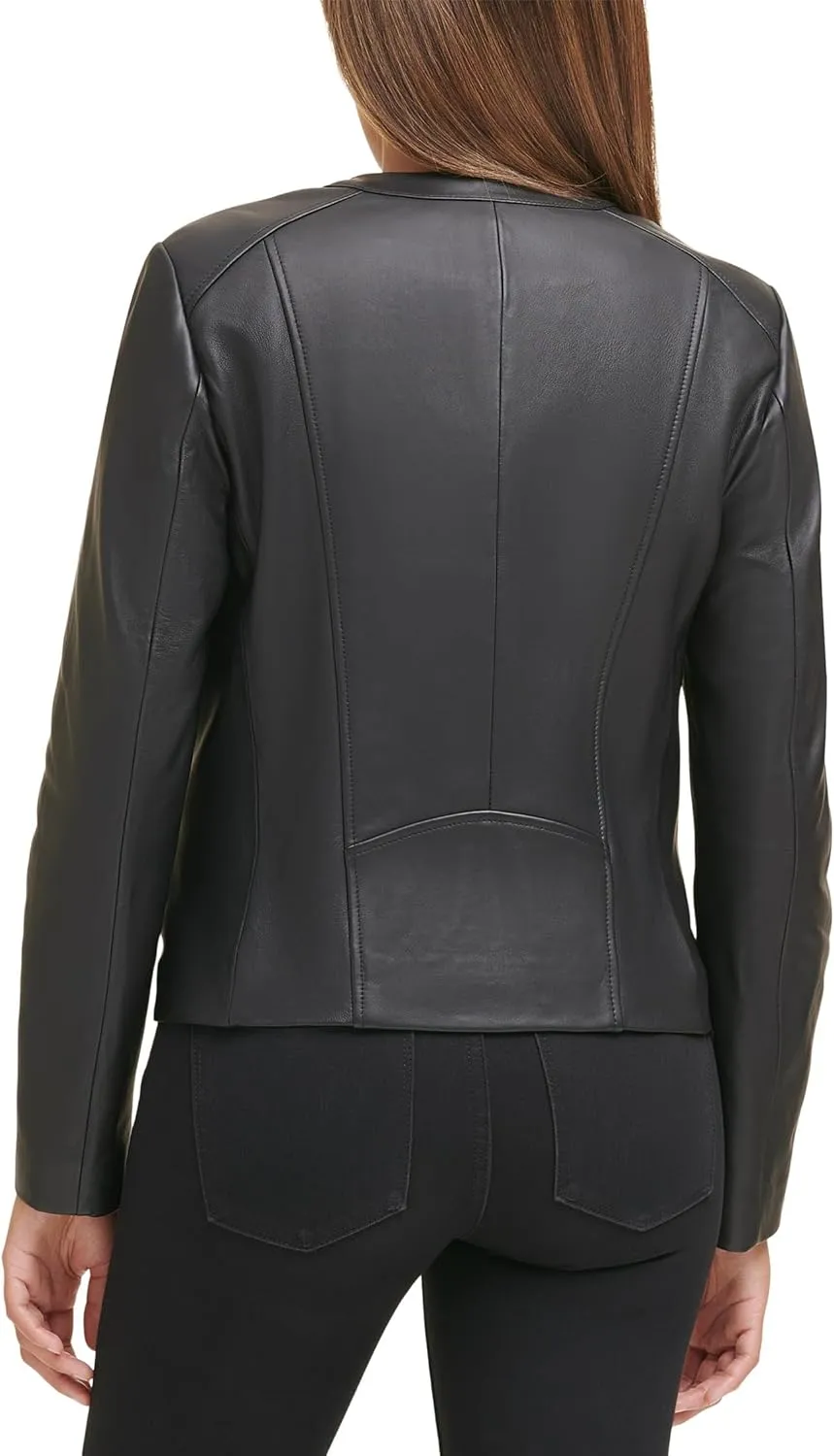 Cole Haan Women's Zip Front Fully Lined Leather Coat