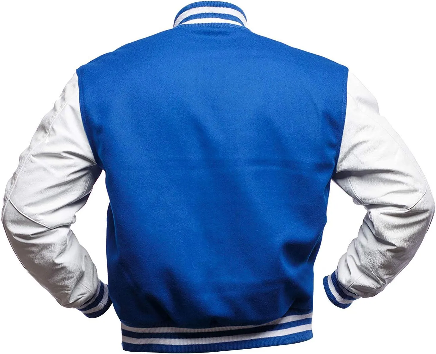 College Letterman Style Varsity Jacket  Mens/Womens High School Baseball Coat Wool   Faux Leather Sleeves