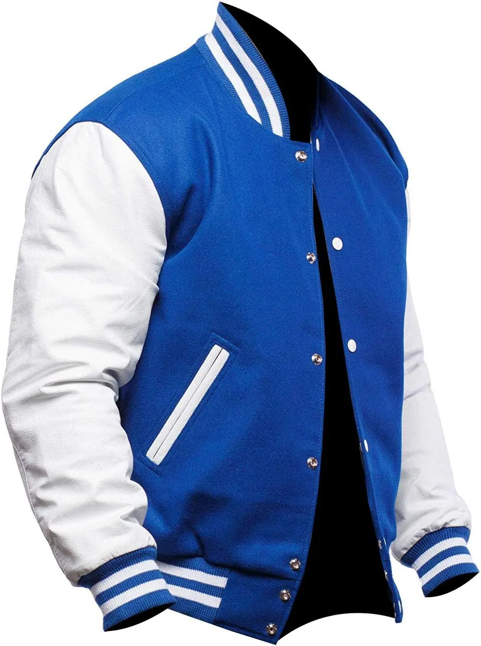College Letterman Style Varsity Jacket  Mens/Womens High School Baseball Coat Wool   Faux Leather Sleeves