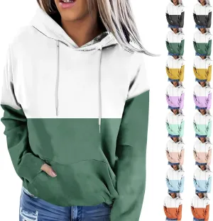 Color Block Hoodies For Women Trendy 2024 Teen Girls Fall Outfits Casual Long Sleeve Hooded Pullover Sweatshirts