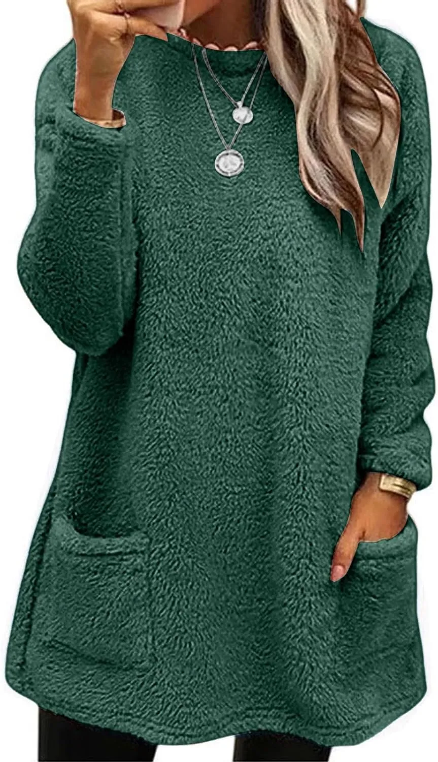 Comfort hoodie for Women anxiety Long Sleeve Winter Shirts Round Neck Casual Warm Cute Long Sweatshirts for Women