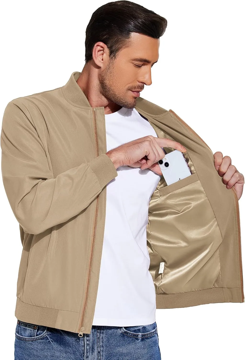 COOFANDY Men's Lightweight Bomber Jacket Casual Fashion Windbreaker Flight Zip Up Jackets Outdoor Coat