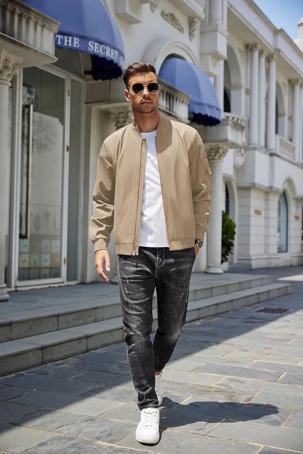 COOFANDY Men's Lightweight Bomber Jacket Casual Fashion Windbreaker Flight Zip Up Jackets Outdoor Coat