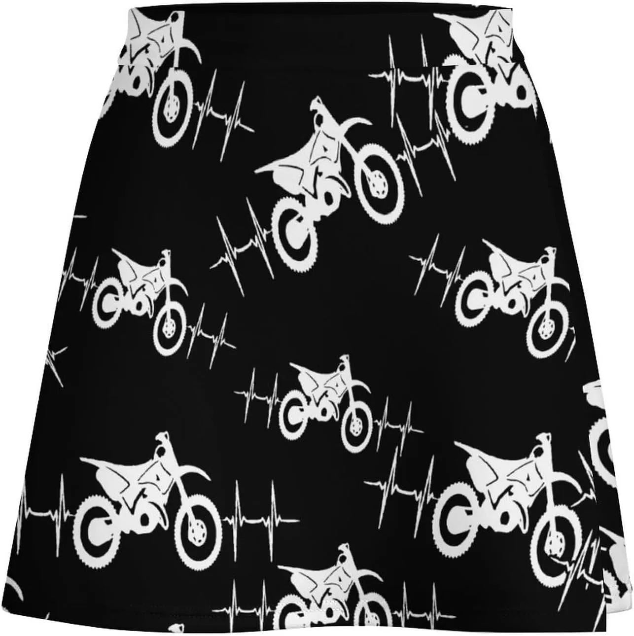 Cool Dirt Bike Heartbeat Women's Mini Skirts High Waist Short Skorts Casual A-line Skirt
