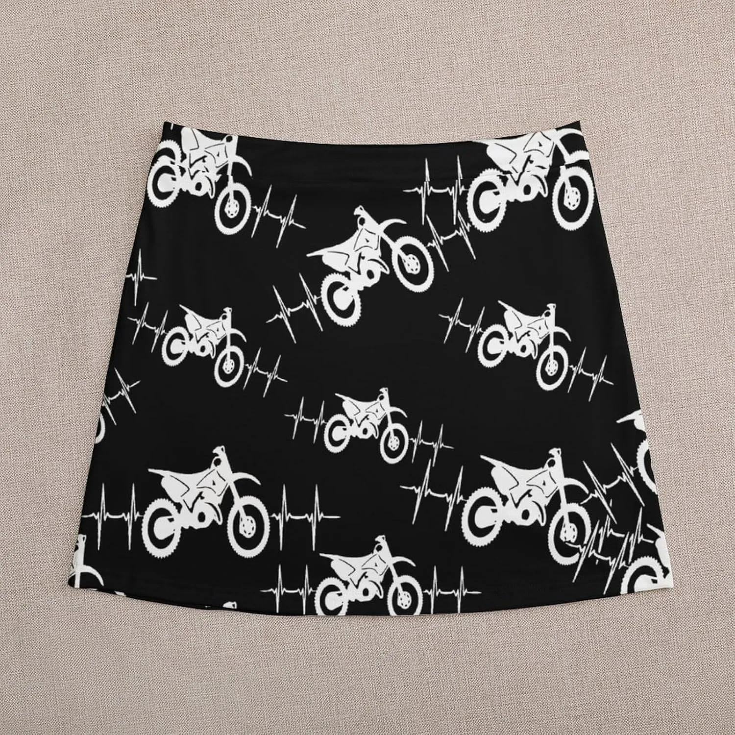 Cool Dirt Bike Heartbeat Women's Mini Skirts High Waist Short Skorts Casual A-line Skirt