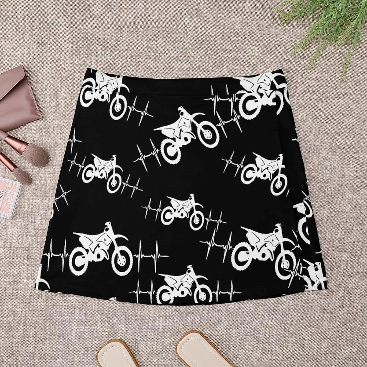 Cool Dirt Bike Heartbeat Women's Mini Skirts High Waist Short Skorts Casual A-line Skirt