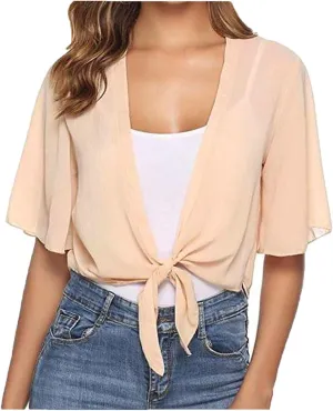 Corset Top Women's Soft Chiffon Shawl Wraps for Evening Dress Wedding Cape Casual Flapper Solid Short Sleeves