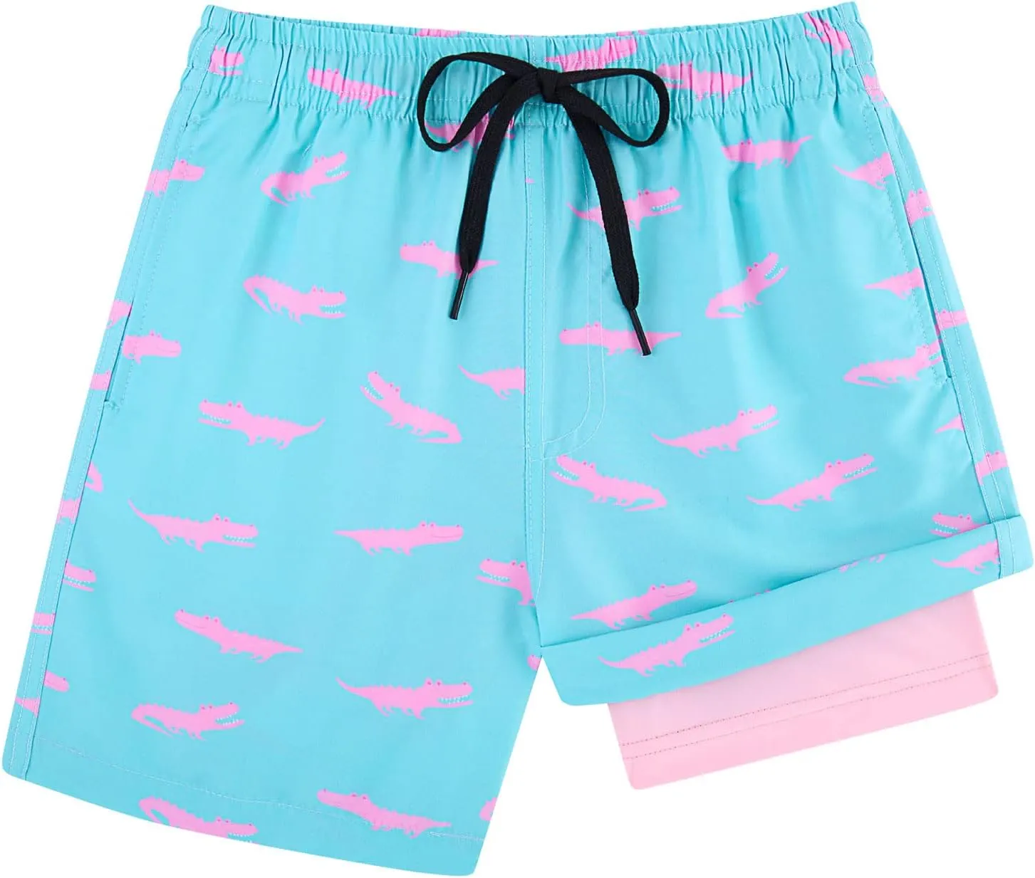 Cozople Boys Swim Trunks with Boxer Brief Liner Compression Swimwear Quick Dry Swim Shorts Bathing Suits 7-20 Years