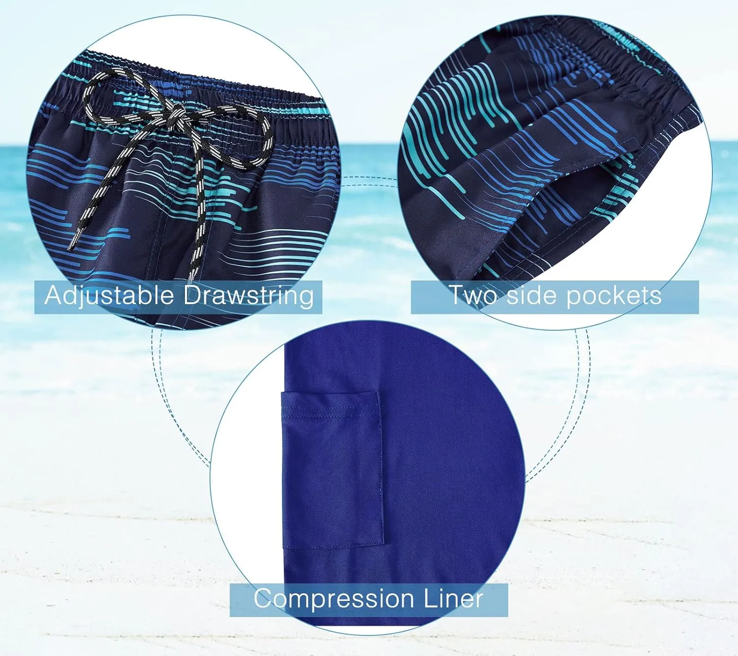 Cozople Boys Swim Trunks with Boxer Brief Liner Compression Swimwear Quick Dry Swim Shorts Bathing Suits 7-20 Years
