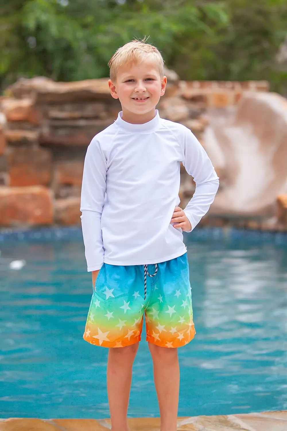 Cozople Boys Swim Trunks with Boxer Brief Liner Compression Swimwear Quick Dry Swim Shorts Bathing Suits 7-20 Years