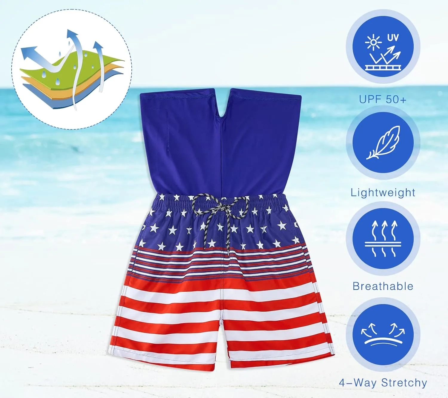 Cozople Boys Swim Trunks with Boxer Brief Liner Compression Swimwear Quick Dry Swim Shorts Bathing Suits 7-20 Years
