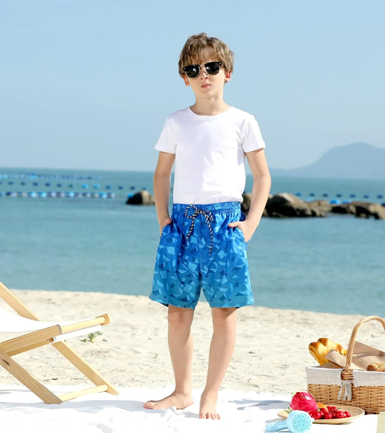 Cozople Boys Swim Trunks with Boxer Brief Liner Compression Swimwear Quick Dry Swim Shorts Bathing Suits 7-20 Years