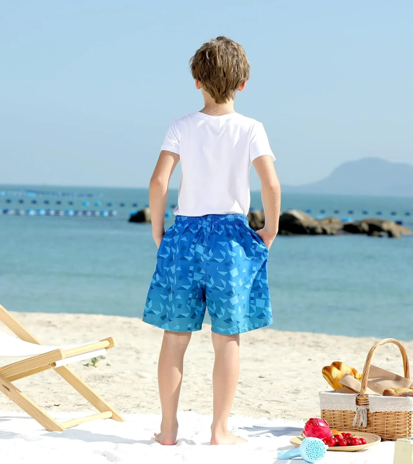 Cozople Boys Swim Trunks with Boxer Brief Liner Compression Swimwear Quick Dry Swim Shorts Bathing Suits 7-20 Years