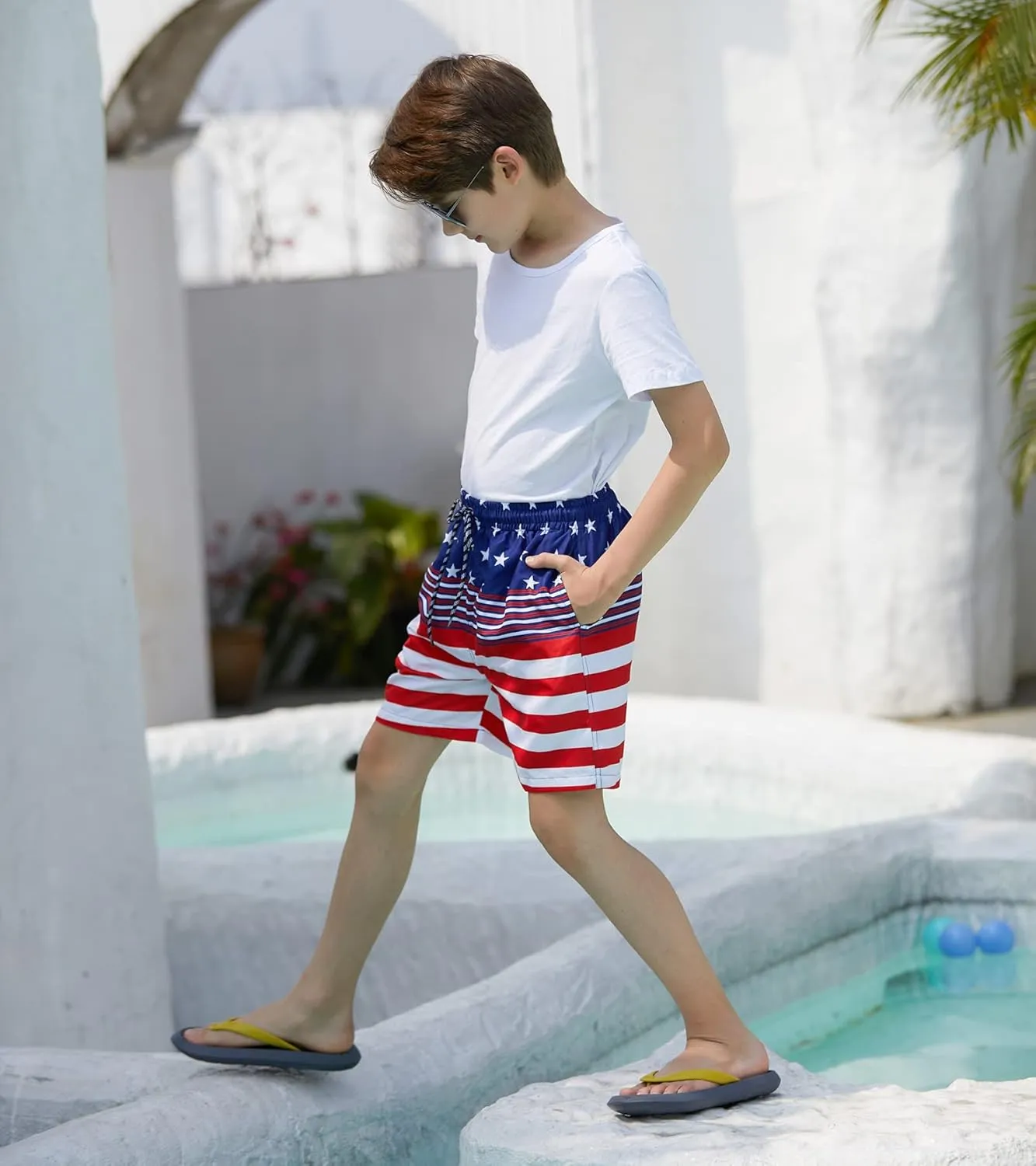 Cozople Boys Swim Trunks with Boxer Brief Liner Compression Swimwear Quick Dry Swim Shorts Bathing Suits 7-20 Years