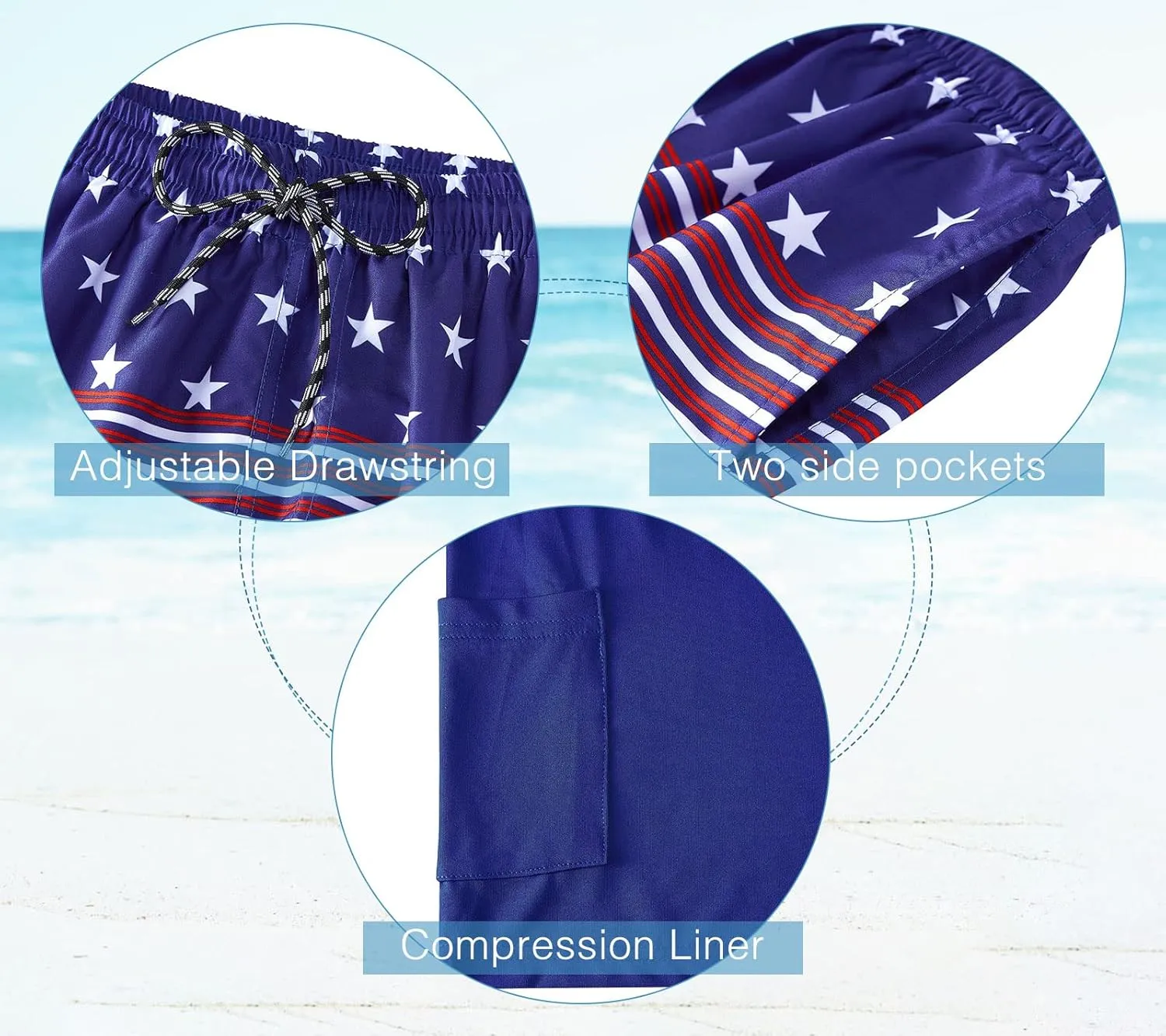 Cozople Boys Swim Trunks with Boxer Brief Liner Compression Swimwear Quick Dry Swim Shorts Bathing Suits 7-20 Years