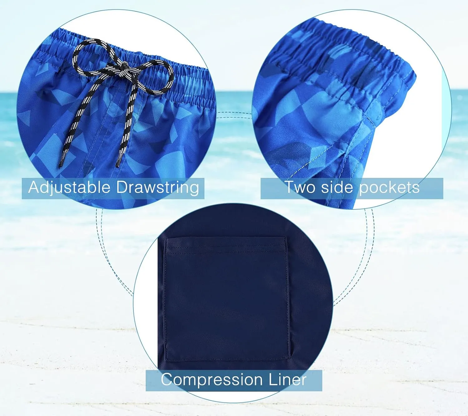 Cozople Boys Swim Trunks with Boxer Brief Liner Compression Swimwear Quick Dry Swim Shorts Bathing Suits 7-20 Years