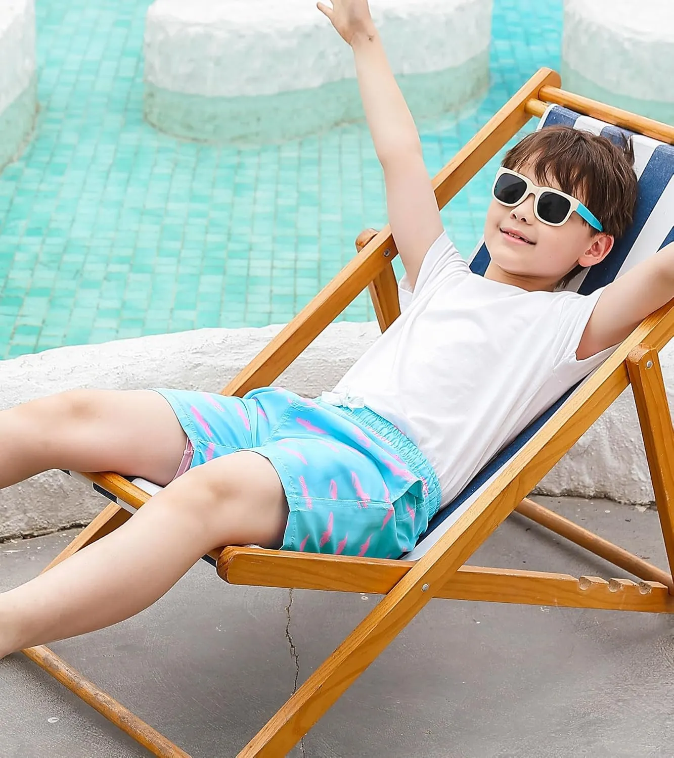 Cozople Boys Swim Trunks with Boxer Brief Liner Compression Swimwear Quick Dry Swim Shorts Bathing Suits 7-20 Years