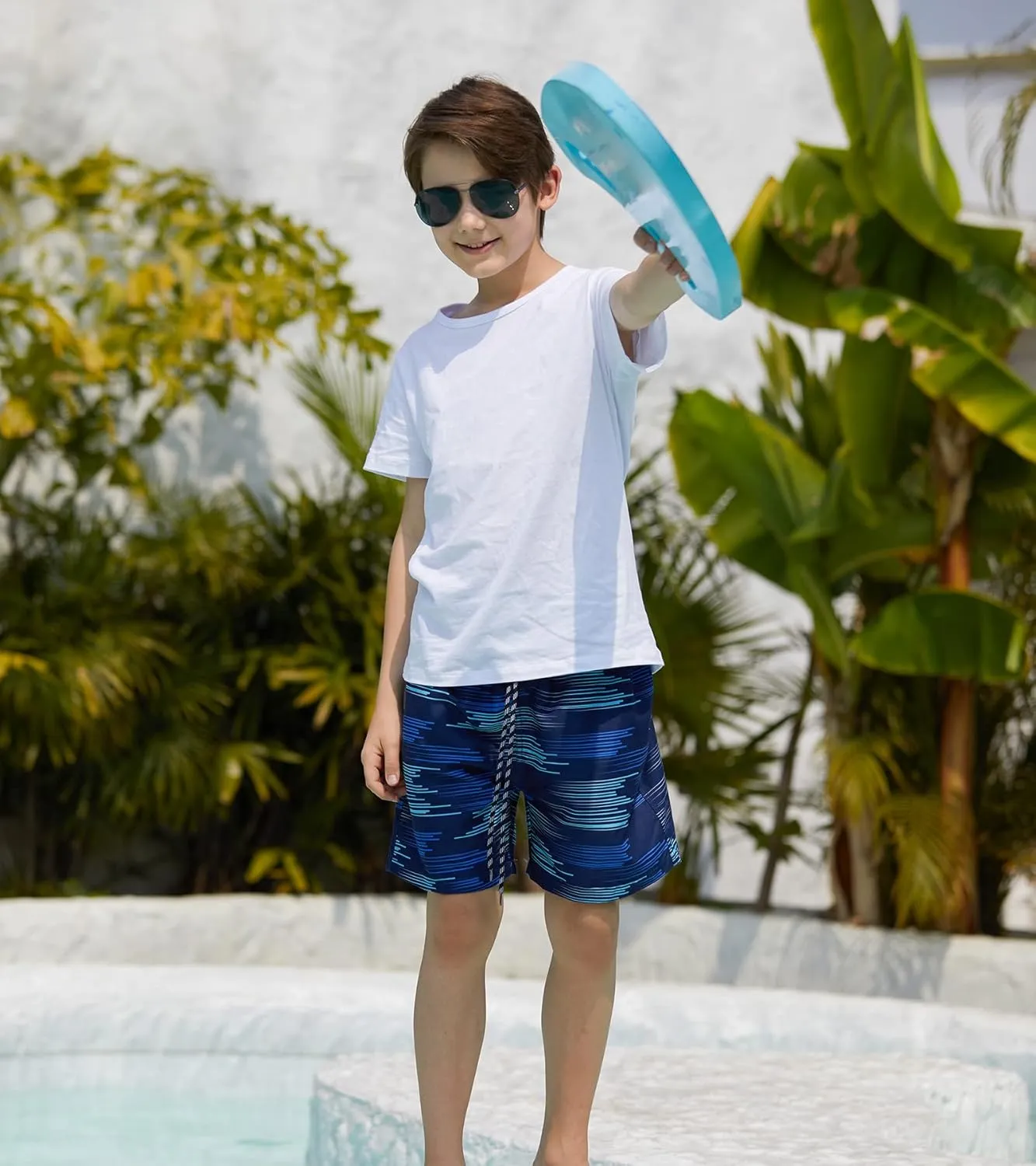 Cozople Boys Swim Trunks with Boxer Brief Liner Compression Swimwear Quick Dry Swim Shorts Bathing Suits 7-20 Years