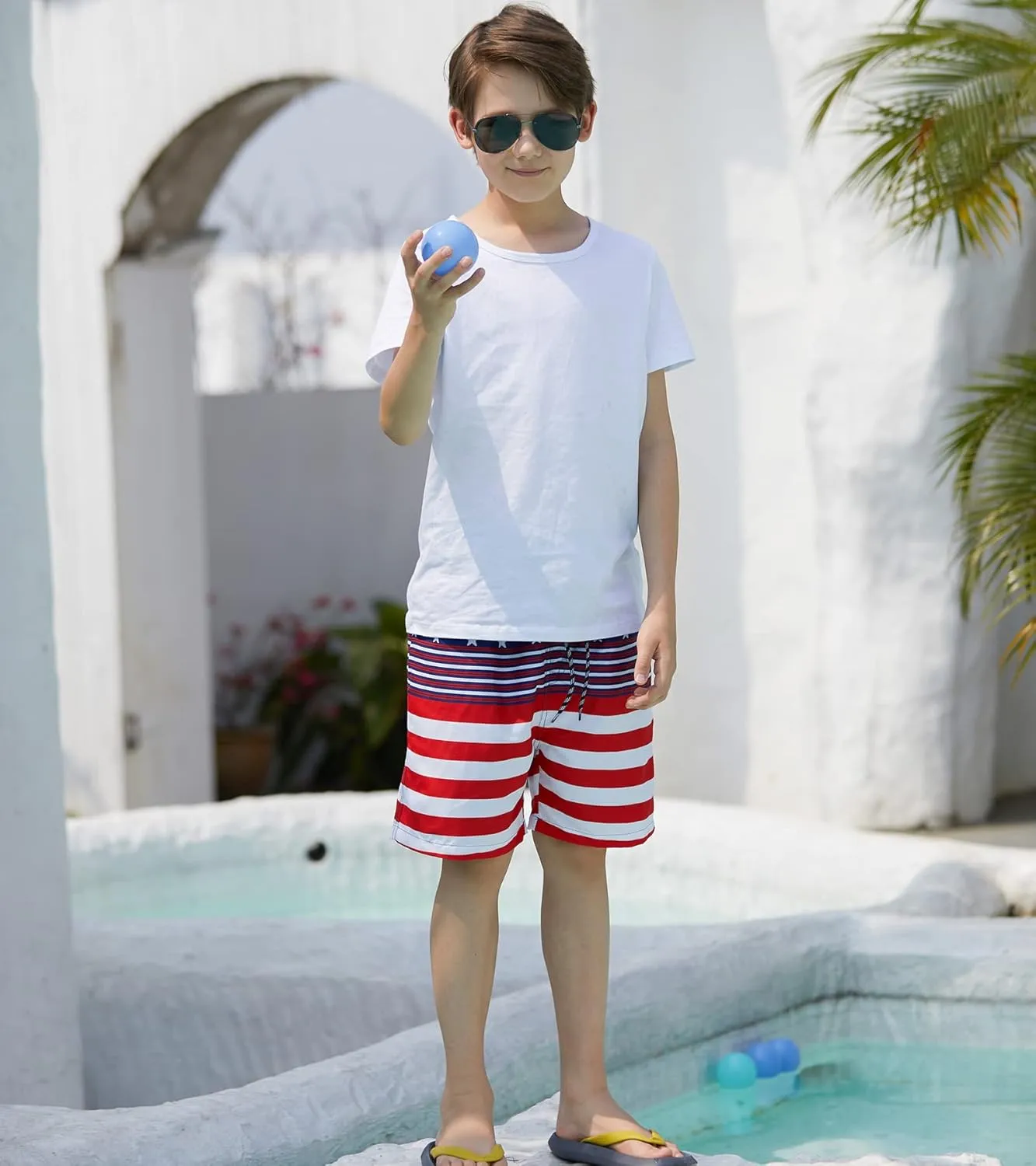 Cozople Boys Swim Trunks with Boxer Brief Liner Compression Swimwear Quick Dry Swim Shorts Bathing Suits 7-20 Years