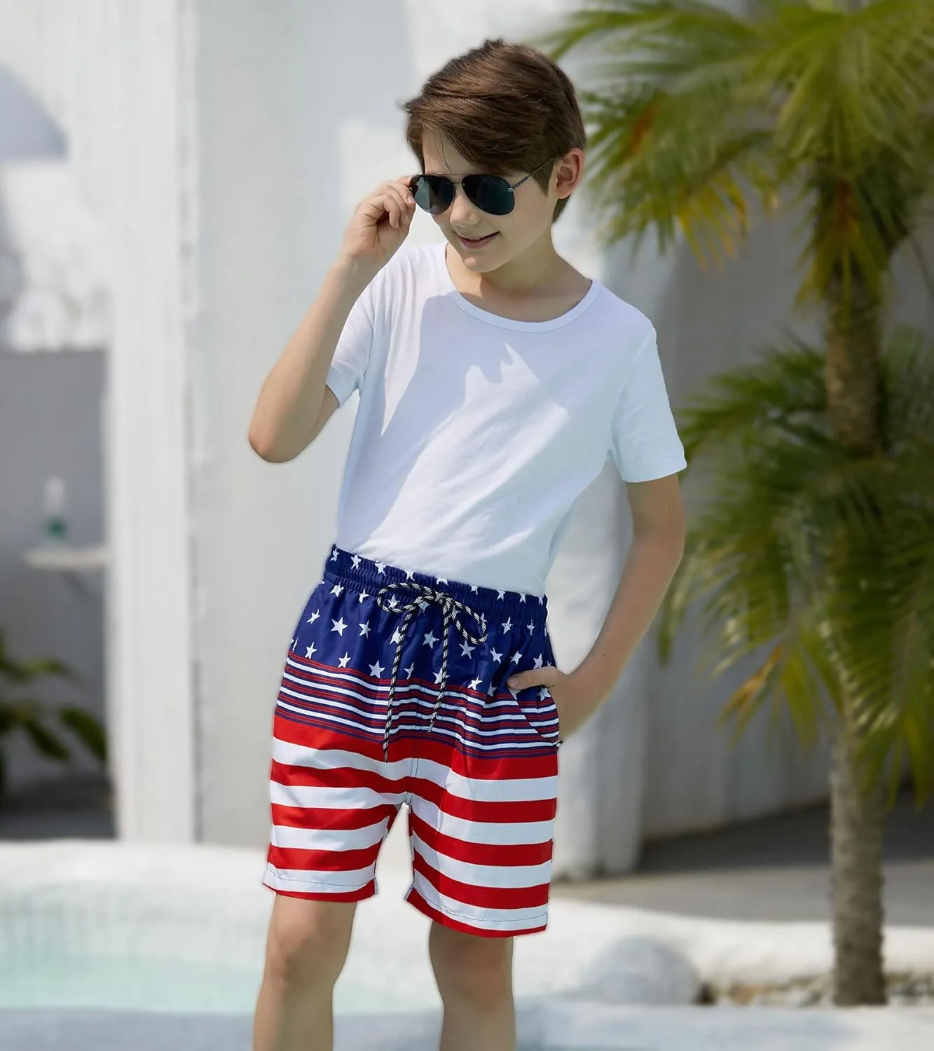 Cozople Boys Swim Trunks with Boxer Brief Liner Compression Swimwear Quick Dry Swim Shorts Bathing Suits 7-20 Years
