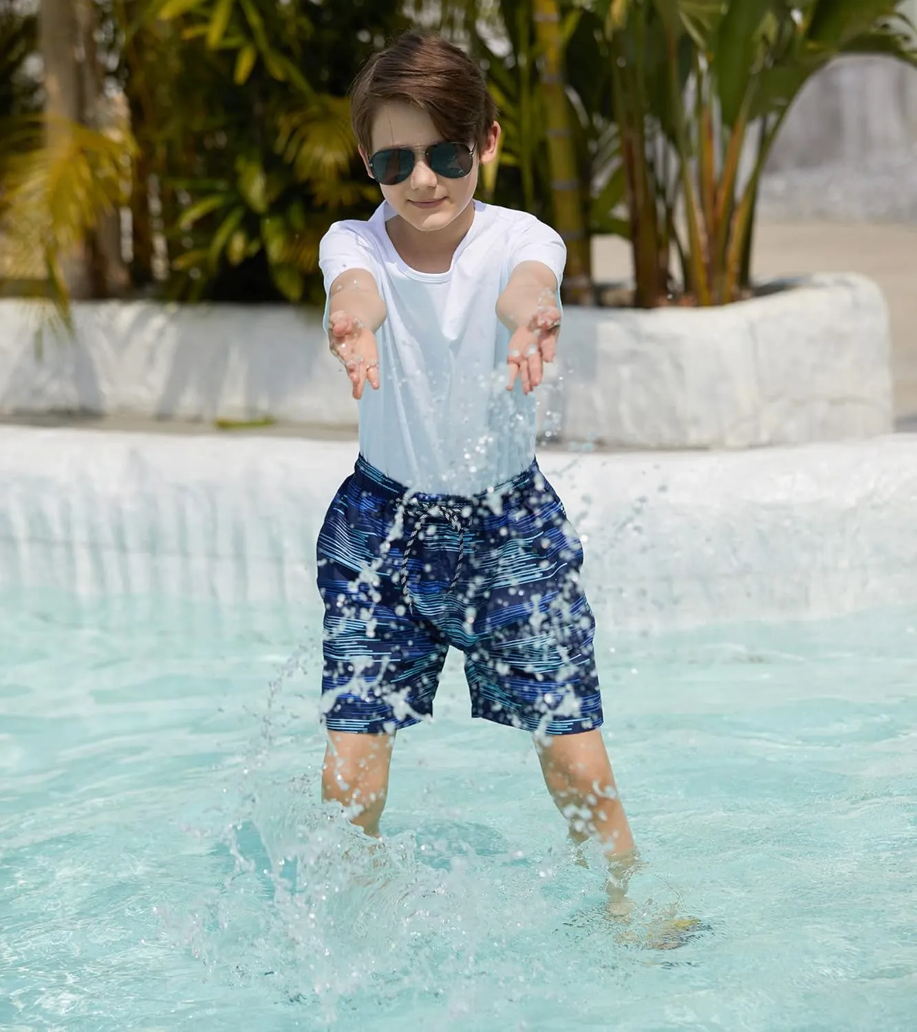 Cozople Boys Swim Trunks with Boxer Brief Liner Compression Swimwear Quick Dry Swim Shorts Bathing Suits 7-20 Years