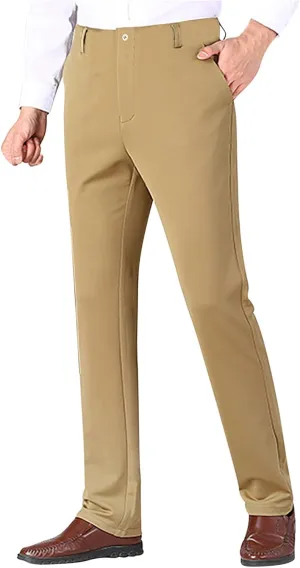 Ctreela Formal Men Suit Pants Business Casual Flat-Front Dress Pants Slim Fit Office Work Pants Daily Trousers Slacks 4X-5X