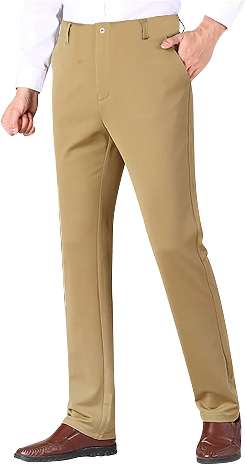 Ctreela Formal Men Suit Pants Business Casual Flat-Front Dress Pants Slim Fit Office Work Pants Daily Trousers Slacks 4X-5X