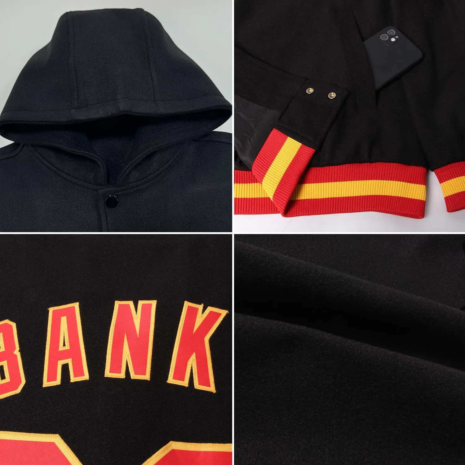 Custom Baseball Hoodie Jackets Men Women Youth Personalized Varsity Letterman Jackets Stitched Name Number Logo