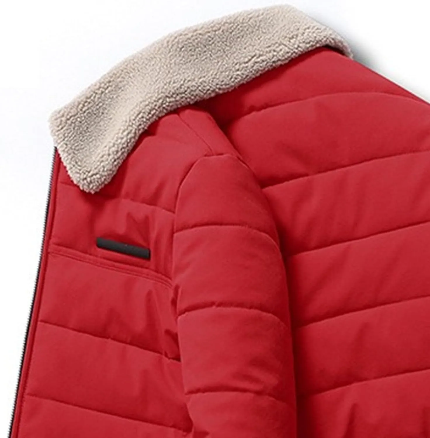 DGHM-JLMY Men's Autumn Winter Padded Coats Simple Stylish Slim Fit Quilted Coat Lambswool Lapel Collar Cotton-Padded Jacket