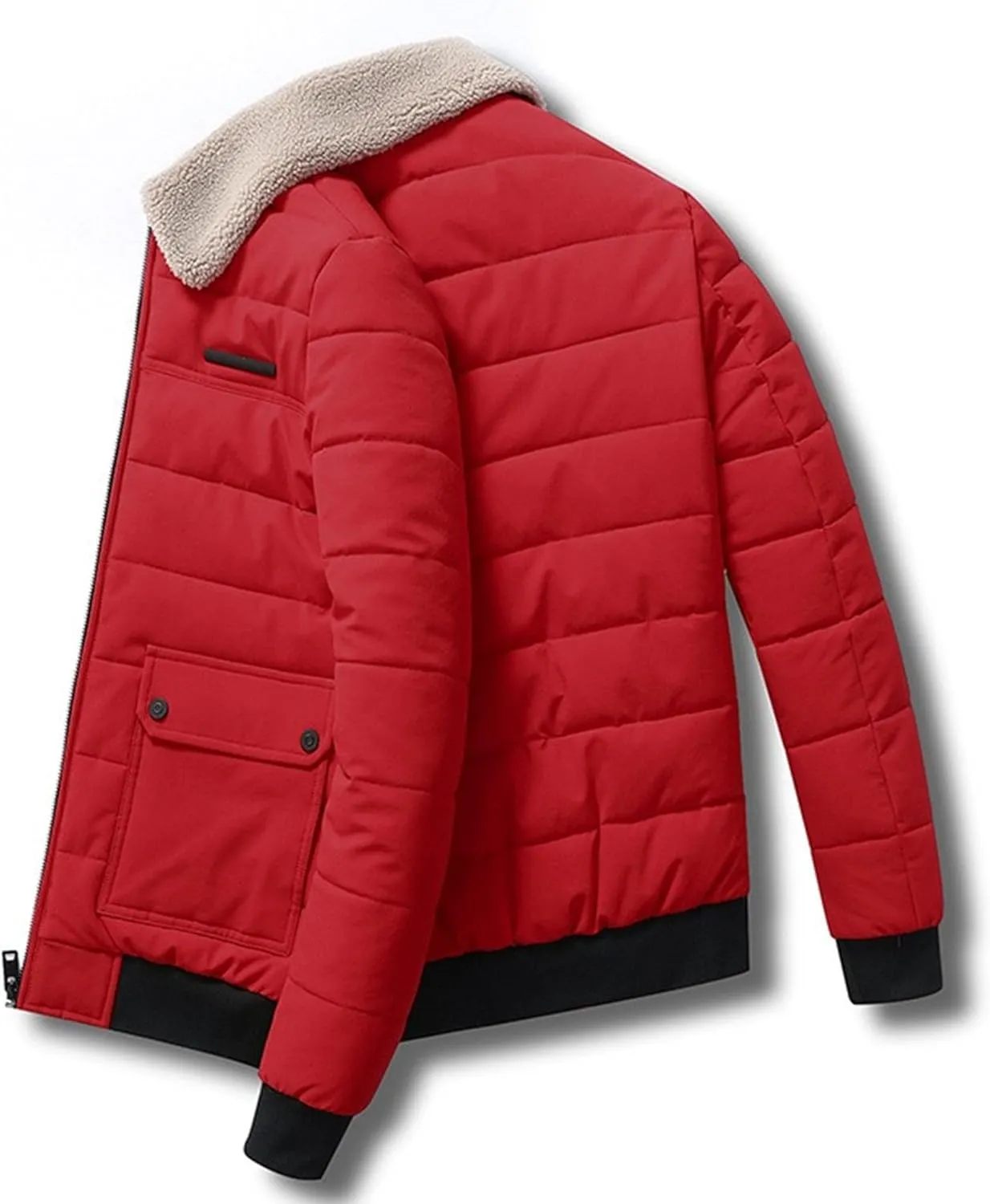 DGHM-JLMY Men's Autumn Winter Padded Coats Simple Stylish Slim Fit Quilted Coat Lambswool Lapel Collar Cotton-Padded Jacket