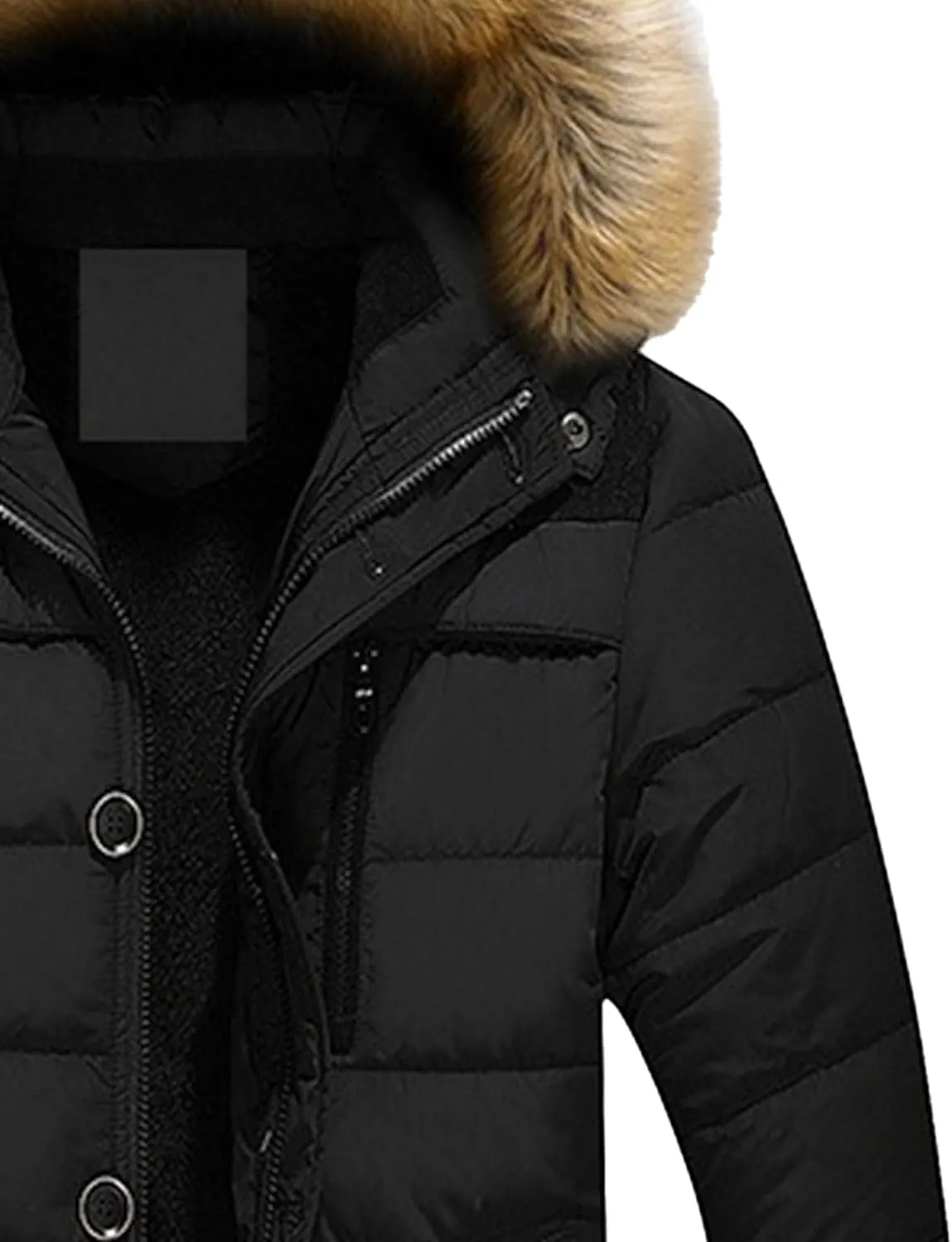 DGHM-JLMY Men's Cotton-Padded Jacket Coat Fur Collar Detachable Hooded Outerwear Casual Sherpa Fleece Lined Puffer Jackets