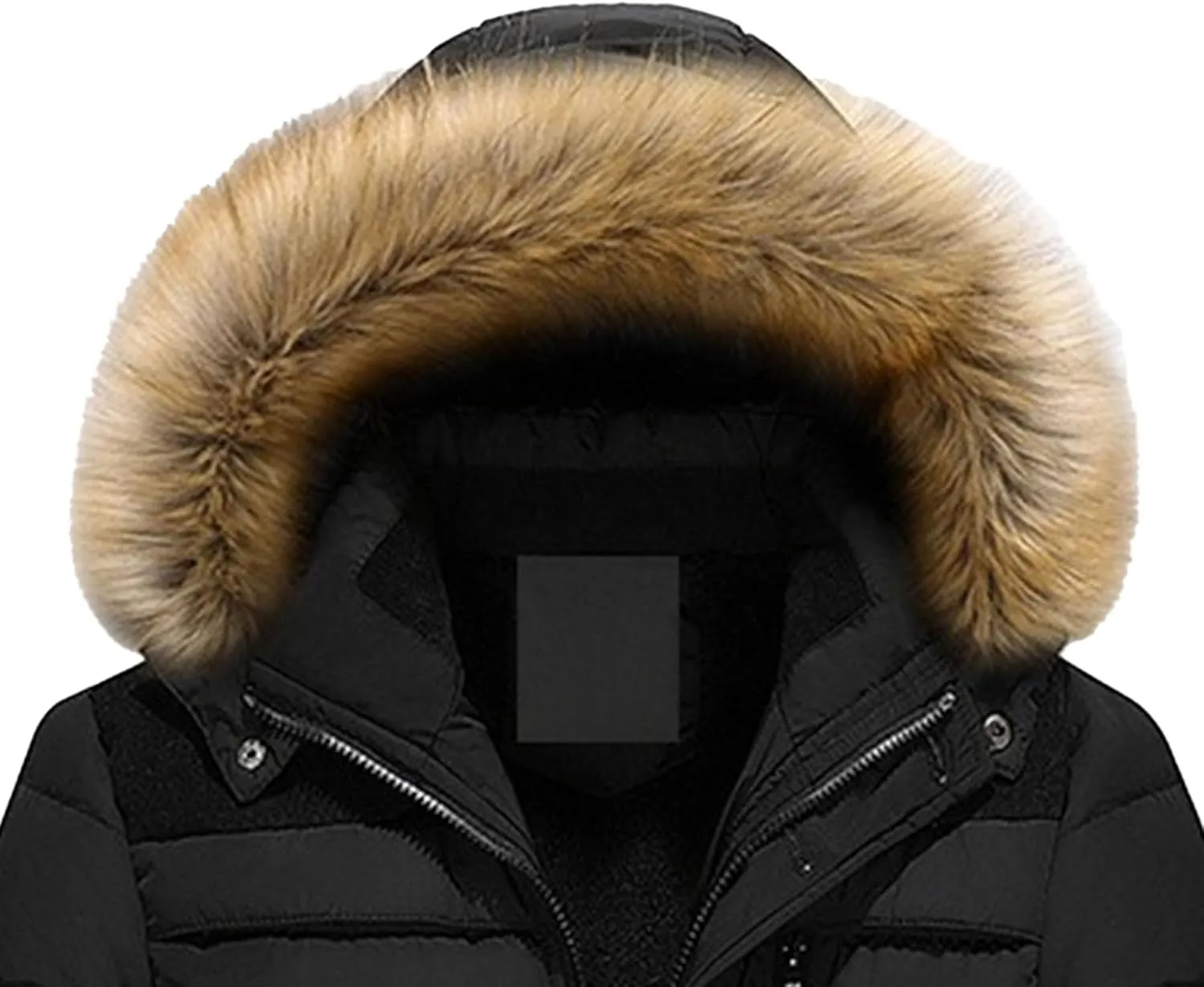 DGHM-JLMY Men's Cotton-Padded Jacket Coat Fur Collar Detachable Hooded Outerwear Casual Sherpa Fleece Lined Puffer Jackets