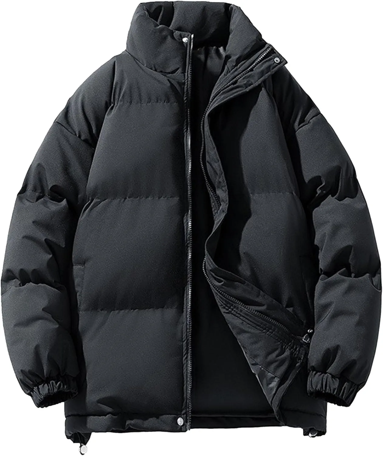 DGHM-JLMY Winter Puffer Jackets For Men Thicken Warm Stand Collar Down Puffy Jacket Solid Couple Casual All-Match Overcoat