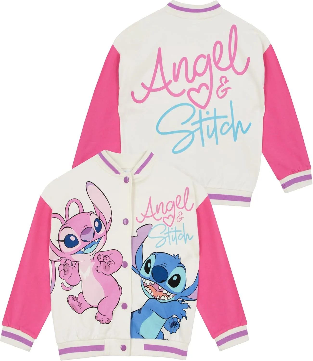 Disney Stitch Jacket For Girls | Lilo And Stitch Girls Jacket | Angel Varsity Jacket