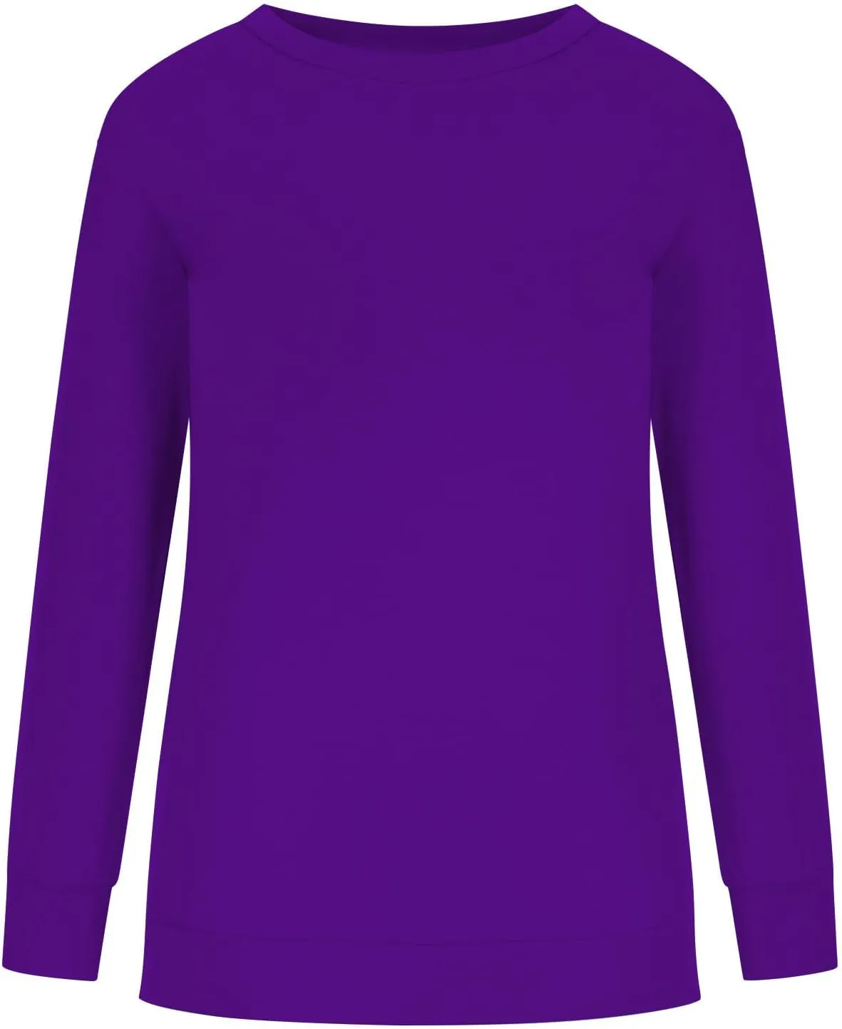 DOLKFU Womens Crewneck Loose Fit Sweatshirt Trendy Solid Color Pullover Tops Long Sleeve Casual Sweatshirts