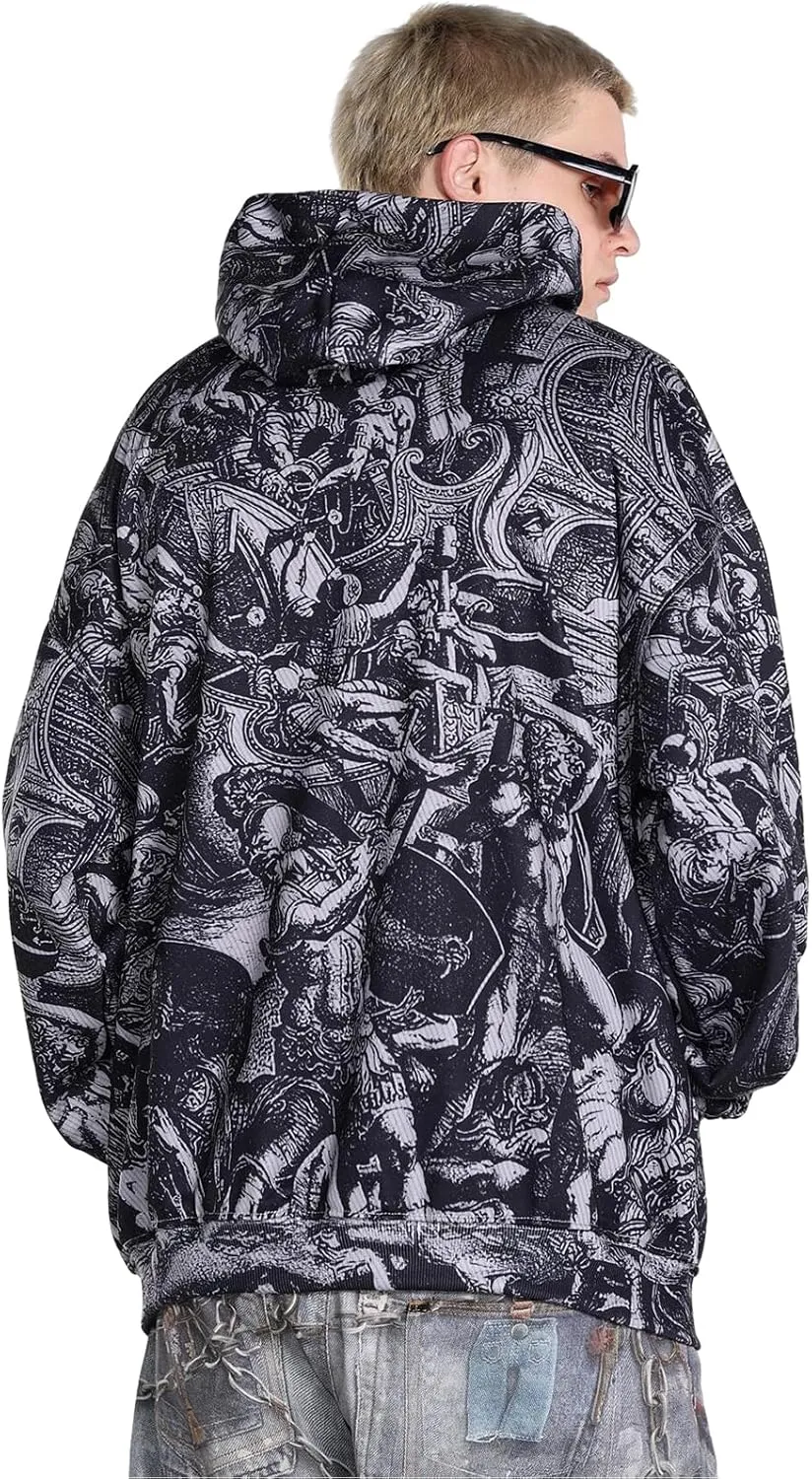 DONCARE Saint Tears Camouflage Vintage Full Patterm Print Hoodie Oversized Casual Daily Match Sweatshirts