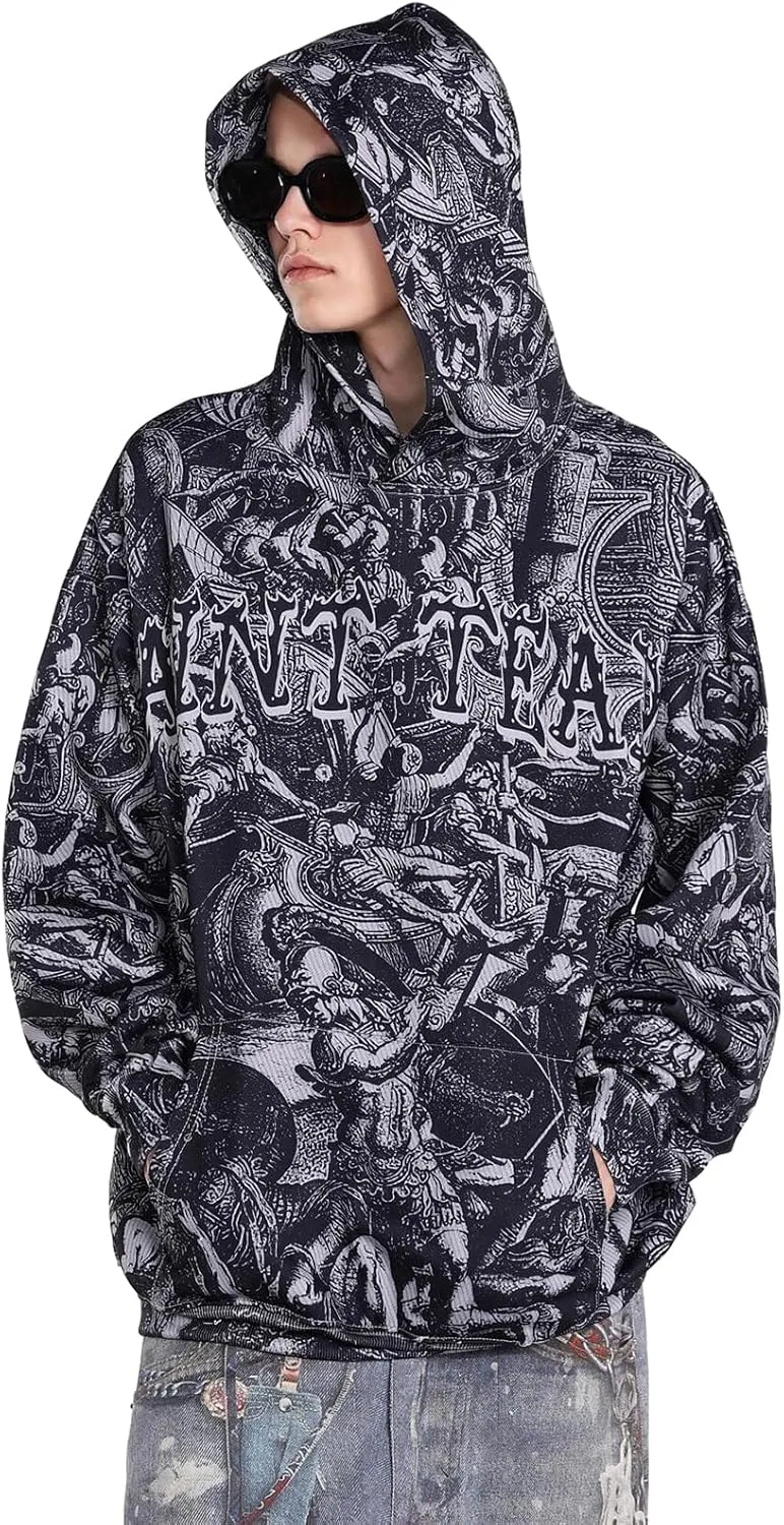 DONCARE Saint Tears Camouflage Vintage Full Patterm Print Hoodie Oversized Casual Daily Match Sweatshirts